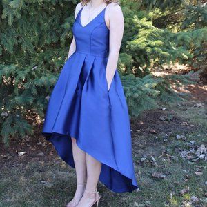 Dark Blue High Low Prom Dress